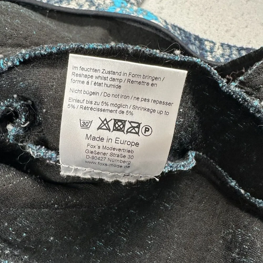 Fox’s Europe Knit Jacket Women’s 34 Blue Cotton‎ Art To Wear Long Sleeve Pockets